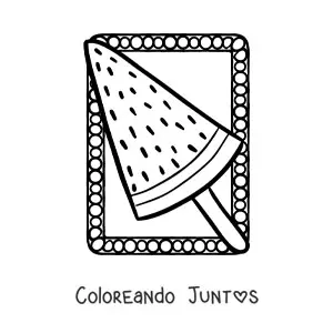 Imagen para colorear de un helado de sandía de verano