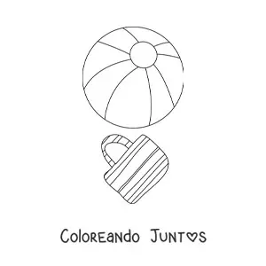 Imagen para colorear de un bolso y una pelota de verano