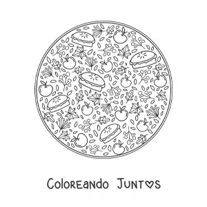 Imagen para colorear de varias manzanas y pies para el otoño