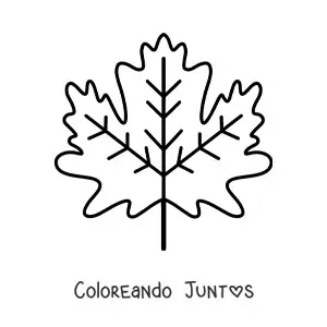 Imagen para colorear de una hoja de otoño