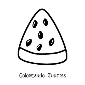 Imagen para colorear de un trozo triangular de sandía