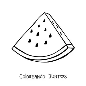 Imagen para colorear de un trozo de sandía triangular