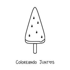 Imagen para colorear de una paleta helada con forma de sandía