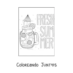 Imagen para colorear de una bebida refrescante junto a la palabra summer