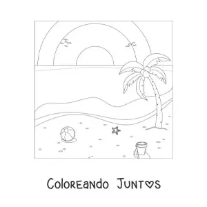 Imagen para colorear de un paisaje de playa