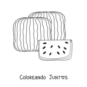 Imagen para colorear de una sandía cuadrada