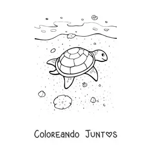 Imagen para colorear de una tortuga marina en la playa