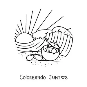 Imagen para colorear de playa tropical