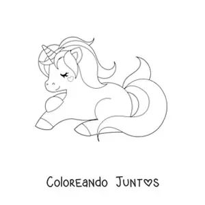 Imagen para colorear de un unicornio kawaii acostado