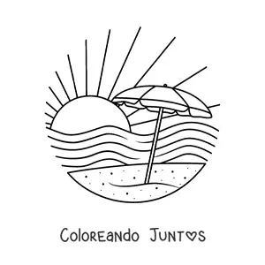 Imagen para colorear de una sombrilla de playa