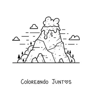 Imagen para colorear de un volcán activo