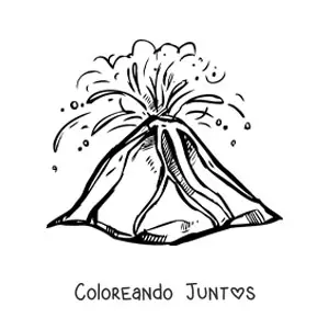 Imagen para colorear de un volcán con lava