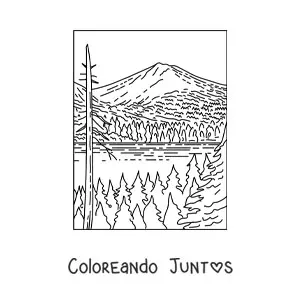 Imagen para colorear de un volcán inactivo