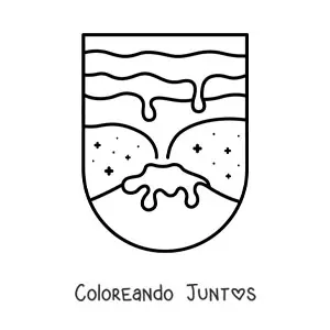 Imagen para colorear de un volcán y su lava