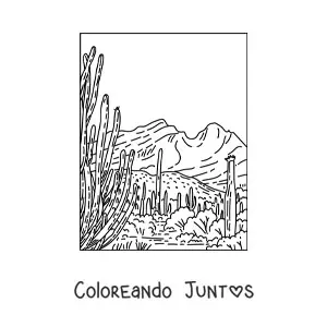 Imagen para colorear de un paisaje desértico