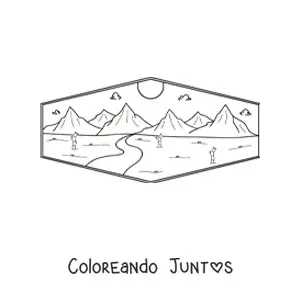Imagen para colorear de un paisaje de desierto