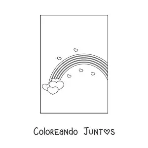 Imagen para colorear de arcoíris con corazones