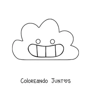 Imagen para colorear de nube animada grande sonriendo