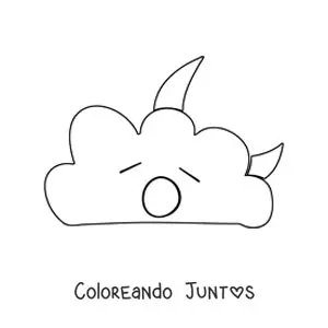 Imagen para colorear de nube animada bostezando con luna