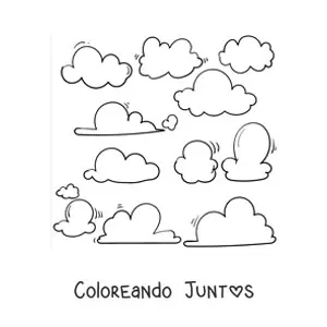 Imagen para colorear de diferentes nubes