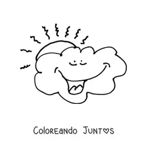 Imagen para colorear de nube animada con sol
