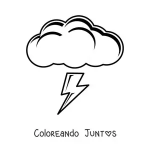 Imagen para colorear de nube grande con rayo