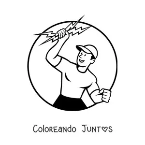 Imagen para colorear de electricista con 2 rayos en la mano