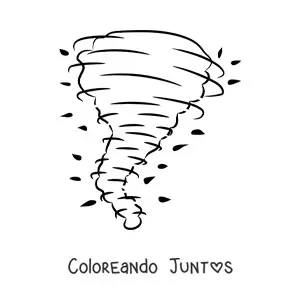 Imagen para colorear de huracán arrastrando hojas de árboles