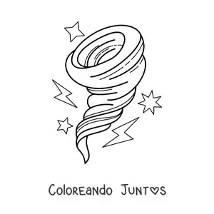 Imagen para colorear de huracán con rayos y centellas