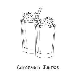 Imagen para colorear de dos malteadas de fresa