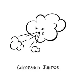 Imagen para colorear de nube soplando viento