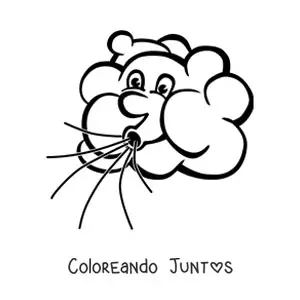 Imagen para colorear de caricatura de nube animada soplando