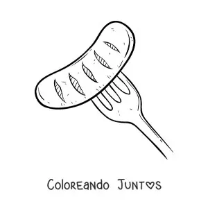 Imagen para colorear de una salchicha asada