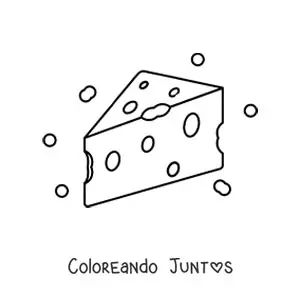 Imagen para colorear de un queso de tipo gruyere