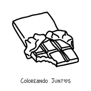 Imagen para colorear de una barra de chocolate con una mordida