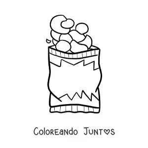 Imagen para colorear de una bolsa de frituras de papa