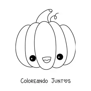 Imagen para colorear de una calabaza kawaii feliz