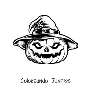 Imagen para colorear de una calabaza de terror