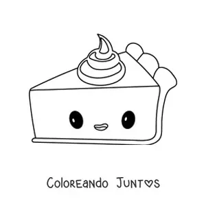 Imagen para colorear de un pie de calabaza kawaii