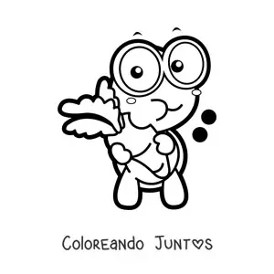 Imagen para colorear de una tortuga kawaii comiendo zanahoria