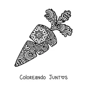 Imagen para colorear de un mandala con forma de zanahoria