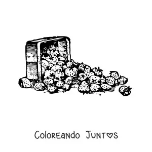 Imagen para colorear de un canasto lleno de fresas