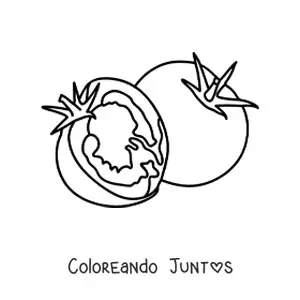 Imagen para colorear de un tomate cortado por la mitad