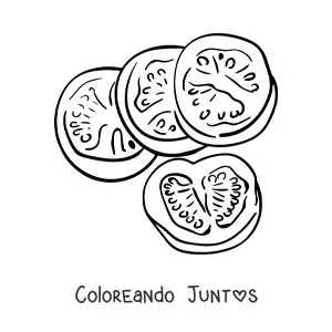 Imagen para colorear de varias rebanadas de tomate