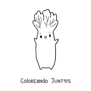 Imagen para colorear de una lechuga kawaii