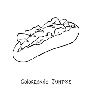 Imagen para colorear de un hot dog con lechuga