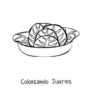 Imagen para colorear de un plato con ensalada de lechuga