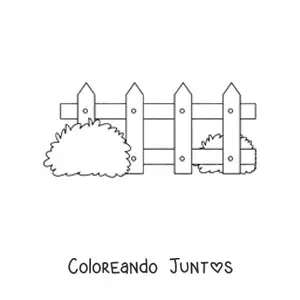 Imagen para colorear de una cerca y dos arbustos