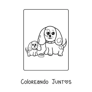 Imagen para colorear de una mamá perruna con su cachorro