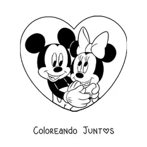 Imagen para colorear de Mickey y Minnie enamorados
